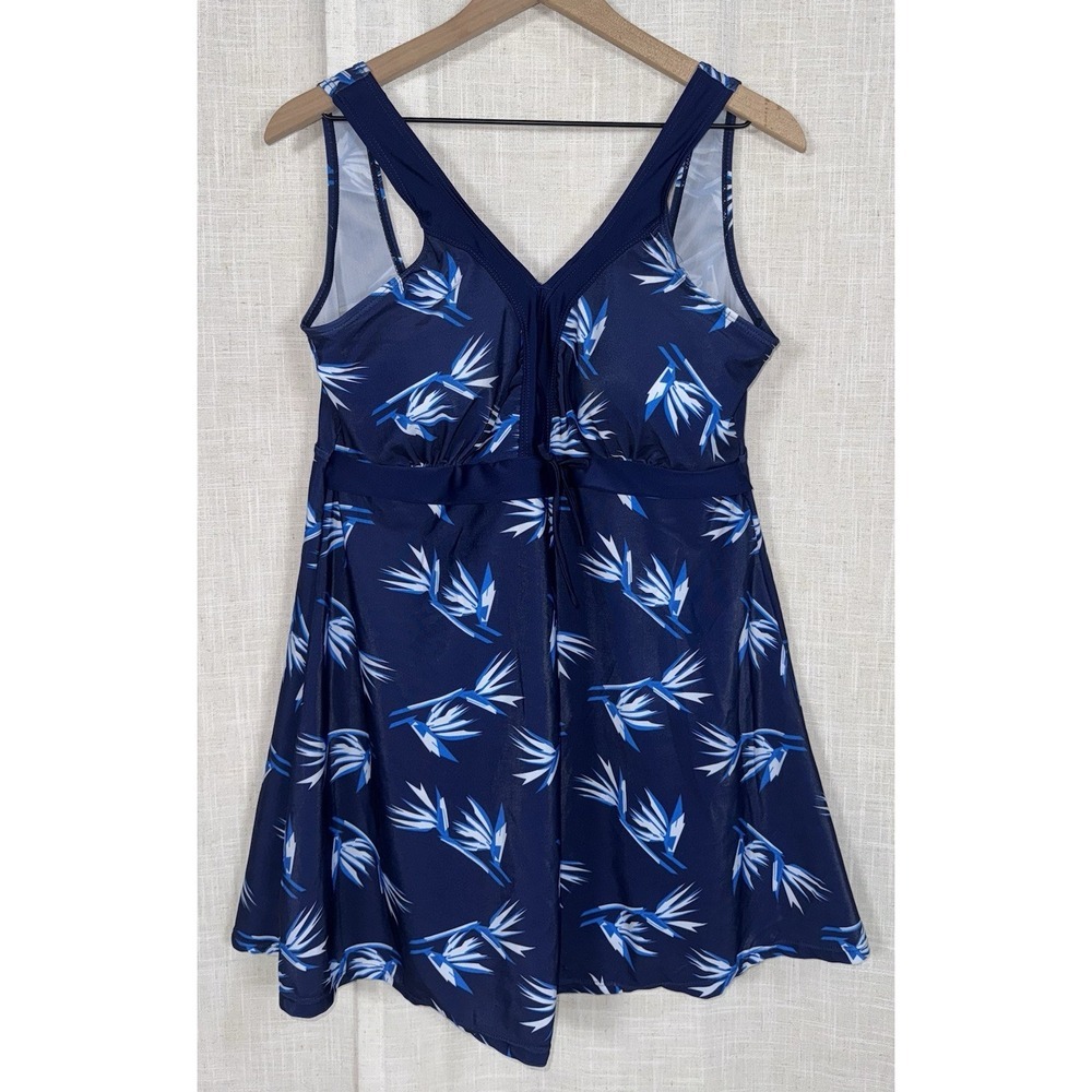 Danify Women's Size 18 / 52 Plus One Piece Swimsuit Swim Dress Shorts Skirt Blue